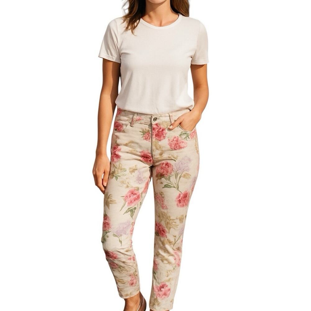 Denim & Supply Ralph Lauren Floral Print Skinny Jeans Ankle Zip Size 31